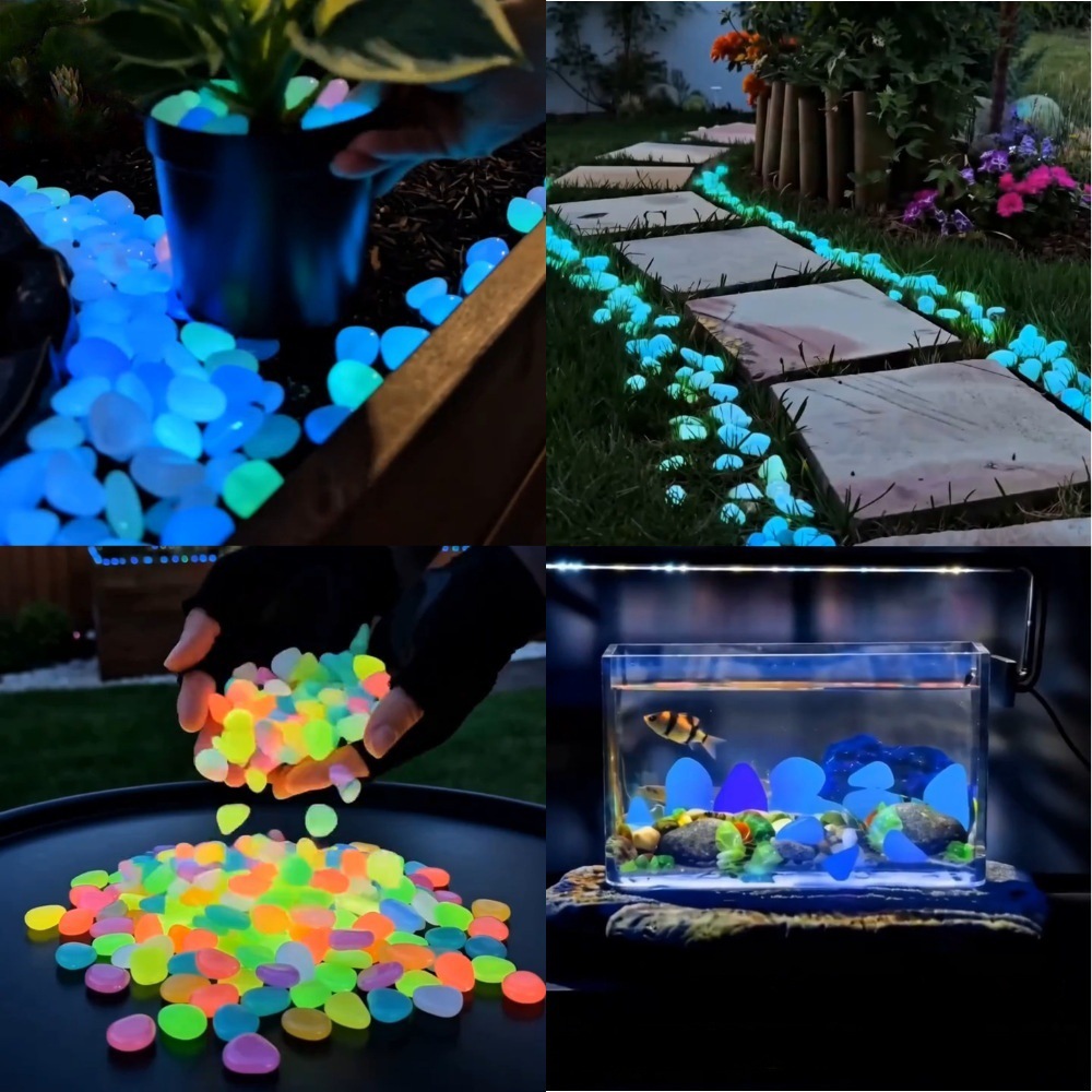 Aquarium Planted Tank - Kolorowe, świecące w ciemności kamienie dekoracyjne